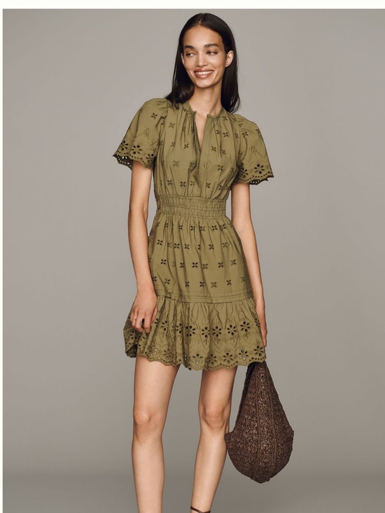 Anthropologie Dresses & Skirts - Anthropologie Somerset Smocked Mini Olive Eyelet Petite NWT